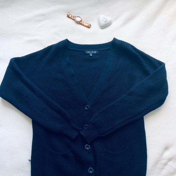 Navy Blue Knit Cardigan - Picture 1 of 7